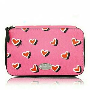 COACH l Pink Heart Pattern Jewelry Travel Case